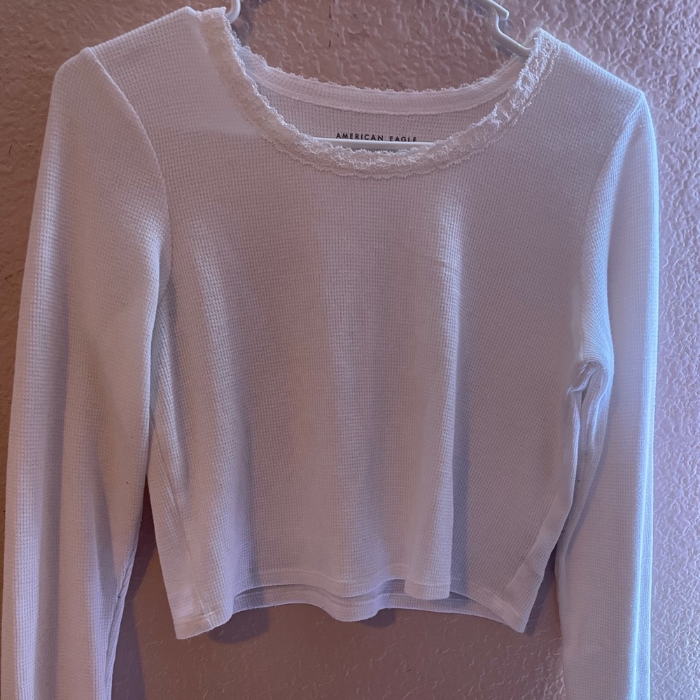American eagle cropped White long sleeve